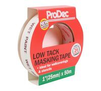 ProDec Ruban de masquage 25 mm x 50 m multi-surfaces peu collant pour surfaces délicates lignes nettes pour surfaces intérieures compatible avec toutes les peintures