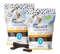 ProDen PlaqueOff Hygiène Bucco-Dentaire pour Chiens - Lot 13 Os Poulet Citrouille, Routine Réduction du Tartre, Mauvaise Haleine, Plaque Dentaire, Friandises + Soin Quotidien, Pack de 2