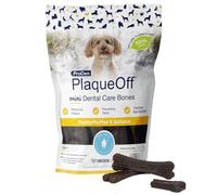 ProDen PlaqueOff - Mini-Os à Mâcher, Anti-Tartre, Réduit Plaque Dentaire et Mauvaise Haleine, à Base d’Algue Naturelle, Résultats Cliniquement Prouvés, Cacahuète/Banane, pour Petits Chiens, 20 unités