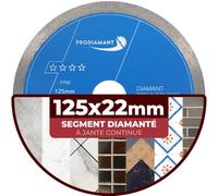 PRODIAMANT Disque à tronçonner diamanté Carrelage professionnel 125 mm x 22,23 mm F702 ProRim pas d'éclats pour les carreaux émaillés Grès cérame et pierre naturelle