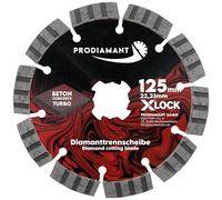 PRODIAMANT Disque à tronçonner diamanté X-Lock 125mm béton - soudé au laser avec segments turbo pour les matériaux les plus durs