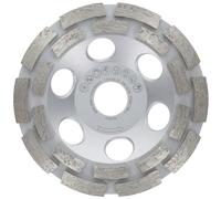 PRODIAMANT Premium Meules boisseaux diamantée 125mm x 22,2mm, double rangée, disque abrasif pour béton, pierre, maçonnerie, universel