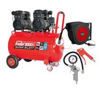 PRODIF Compresseur Super Silent SIL1003 100L 3CV + Enrouleur EN 20 + Soufflette + Poignée de Gonflage