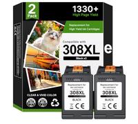 Prodoki 308 XL Cartouche d'encre Remplacement pour HP 308 308e XL Cartouche pour HP 308 Noir pour HP HP Envy 6120e 6132e 6520e 6530e 6532e 6110e 6122e 6120 6520 (2-Pack)