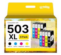 Prodoki 503XL 503 XL Paquet de 8 Cartouche d'encre pour Epson 503 XL Multicouleur Compatibles avec Epson XP-5200 XP-5205 Workforce WF-2960 WF-2960DWF WF-2965 WF-2965DWF (2 Noir et 6 Couleur)