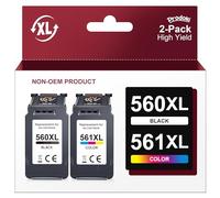 Prodoki 560 561 XL Pack Remplacement Cartouche pour Canon 560 561 pour Encre Canon 560/561 XL pour Canon Pixma TS5350 TS7450a TS5350a TS5300 TS5350i TS5351 TS7450 TS5351a (2-Pack,1 Noir 1 Couleur)