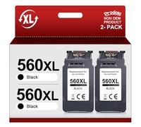 Prodoki 560 XL Noir Remplacement Cartouche pour Canon 560 560XL pour Canon PG-560 XL Encre pour Canon Pixma TS5350 TS7450a TS5350a TS5300 TS5350i TS5351 TS7450 TS5351a TS7451a (Noir, 2-Pack)