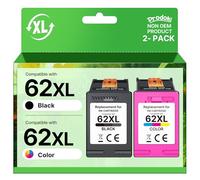 Prodoki 62 XL Cartouche d'encre Remplacement pour Cartouche HP 62 Noir et Couleur XL pour Cartouche HP 62XL pour Envy 5640 5540 7640 5547 5548 5642 5644 OfficeJet 5740 5742 200 250 (2er-Pack)