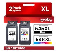 Prodoki PG-545XL CL-546XL Cartouche d'encre Remplacement pour 545 546 Cartouche XL pour Pixma MX495 TS3150 TS3350 TS3151 TS3351 MG2550S MG2555S MG3050 MG2950 MG3051 MG2450 MG2500 TR4550 TR4551