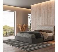 Produce Shop Arla Norris Era Lit double en tissu avec coffre moderne Blanc 160 x 190 cm