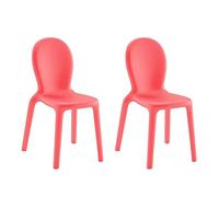 Produce Shop Chloé Stock Lot de 2 chaises en polyéthylène pour salle à manger, bar, restaurant, design moderne, rouge