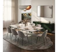 Produce Shop Console extensible peu encombrante en verre et mélamine 195 cm London - Effet marbre blanc