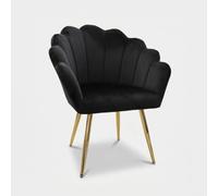 Produce Shop Fauteuil en velours design coquillage Maelis - Noir