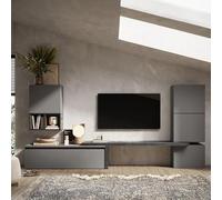 Produce Shop Infinity 18 Meuble mural pour salon, TV, design moderne, gris, noir, gris
