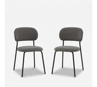 Produce Shop Lot de 2 chaises de salle à manger rembourrées en tissu Cindy - Gris