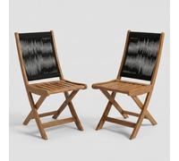 Produce Shop Lot de 2 chaises pliantes en bois d'extérieur Danubio - Noir