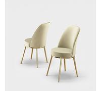 Produce Shop Lot de 2 chaises rembourrées en métal et tissu Pefa - Crème