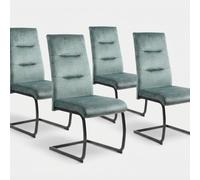 Produce Shop Lot de 4 chaises modernes en tissu et métal design Rivéa - Bleu