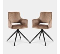 Produce Shop Lysandra Lot de 2 fauteuils en tissu effet velours avec pieds en métal - Bronze