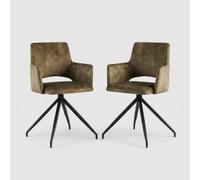 Produce Shop Lysandra Lot de 2 fauteuils en tissu effet velours avec pieds en métal - Vert