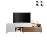 Produce Shop Meuble TV design moderne blanc bois tiroir 2 portes 241 x 42 x 67 cm Clere - Orme - Blanc brillant