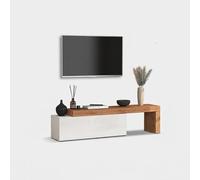 Produce Shop Meuble TV extensible en bois moderne Kirev - Blanc