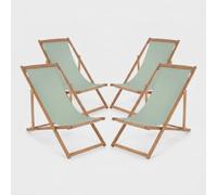 Produce Shop Noemi YES Lot de 4 chaises longues pliantes inclinables en bois Vert 2
