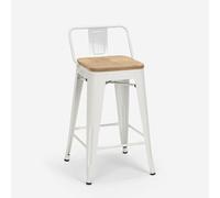 Produce Shop Tabouret de Bar Cuisine Design Industriel Style Steel Wood Top Light - Blanc