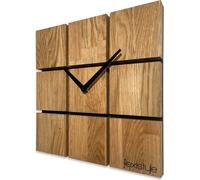 Product image Horloge murale moderne Harmony bois chêne carré noir sans bruit de tic-tac salle de bain salon chambre adolescent 30 cm