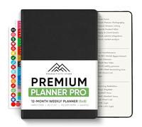Productivity Store Planner PRO - Meilleur planificateur d'objectifs et de productivité, planificateur non daté sur 1 an pour homme et femme, planificateur quotidien et hebdomadaire, noir