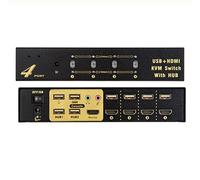 Productos neutros Commutateur USB KVM HDMI, avec Interface Audio 4 en 1 sur 4 Ports HDMI USB3.0 avec câbles Audio Séparateur Clavier Souris 1920 * 1440 résolution Switcher pour Dos, Mac, Linux