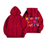Produit catégorie Women's Hoodies & Sweatshirts | Produit Titre Sweat-Shirt pour Femme avec Verset inspirant Dieu sur la Capuche Manches Longues matière Douce et Confortable (Red, S)