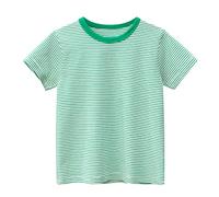 Produit de catégorie Enfants Tops pour garçons et Filles - T-Shirts Courts à Rayures col Rond Manches Courtes pièce Essentielle du vestiaire (Green, 6-7 Years) #221