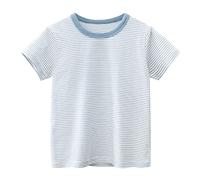 Produit de catégorie Enfants Tops pour garçons et Filles - T-Shirts Courts à Rayures col Rond Manches Courtes pièce Essentielle du vestiaire (Light Blue, 4-5 Years) #219