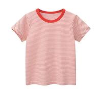 Produit de catégorie Enfants Tops pour garçons et Filles - T-Shirts Courts à Rayures col Rond Manches Courtes pièce Essentielle du vestiaire (Red, 1-2 Years) #219