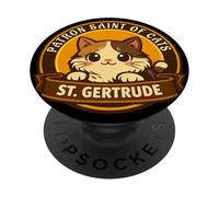 Produit de Style Vintage Saint Gertrude Saint des Chats PopSockets PopGrip Adhésif
