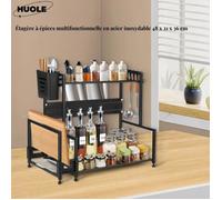 Produit en vogue !!!Porte-épices multifonctionnel en acier inoxydable,Organisez votre cuisine, design multi-niveaux, gain de place