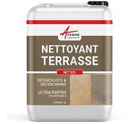 Produit nettoyant terrasse, sol extérieur, dalles, pierre naturelle - Effet immédiat visible : NET'SOL - 5 L - ARCANE INDUSTRIES
