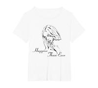 Produit Officiel Billie Eilish Happier Than Ever White T-Shirt, Femme Grandes Tailles, Blanc, 6X