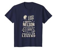 Produit Officiel Willie Nelson Live in Person T-Shirt, Enfant, Bleu Marine, 10 Ans