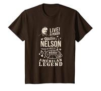 Produit Officiel Willie Nelson Live in Person T-Shirt, Enfant, Marron, 8 Ans