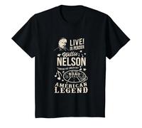 Produit Officiel Willie Nelson Live in Person T-Shirt, Enfant, Noir, 8 Ans