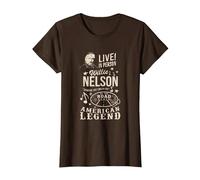 Produit Officiel Willie Nelson Live in Person T-Shirt, Femme, Marron, L