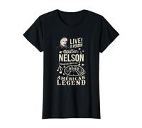 Produit Officiel Willie Nelson Live in Person T-Shirt, Femme, Noir, S