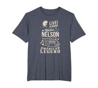 Produit Officiel Willie Nelson Live in Person T-Shirt, Homme Grandes Tailles, Bleu Chiné, 6X Tall