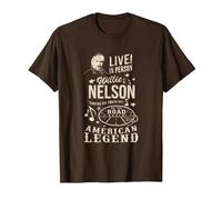 Produit Officiel Willie Nelson Live in Person T-Shirt, Homme, Marron, M
