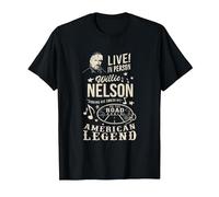 Produit Officiel Willie Nelson Live in Person T-Shirt, Homme, Noir, M
