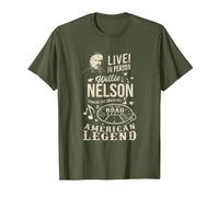 Produit Officiel Willie Nelson Live in Person T-Shirt, Homme, Olive, 3XL