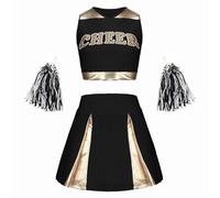 Produits catégories Girls Outfits&Set - Robe Scintillante Pom-Pom pour Enfant Fille - Ensemble Sportif Polyvalent pour Jour de Sport et événement (Black, 150.00)