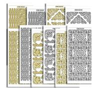 Produits créatifs Craftstickers Double en Relief Bordures/Coins, Peel Off Stickers, Argenté/doré